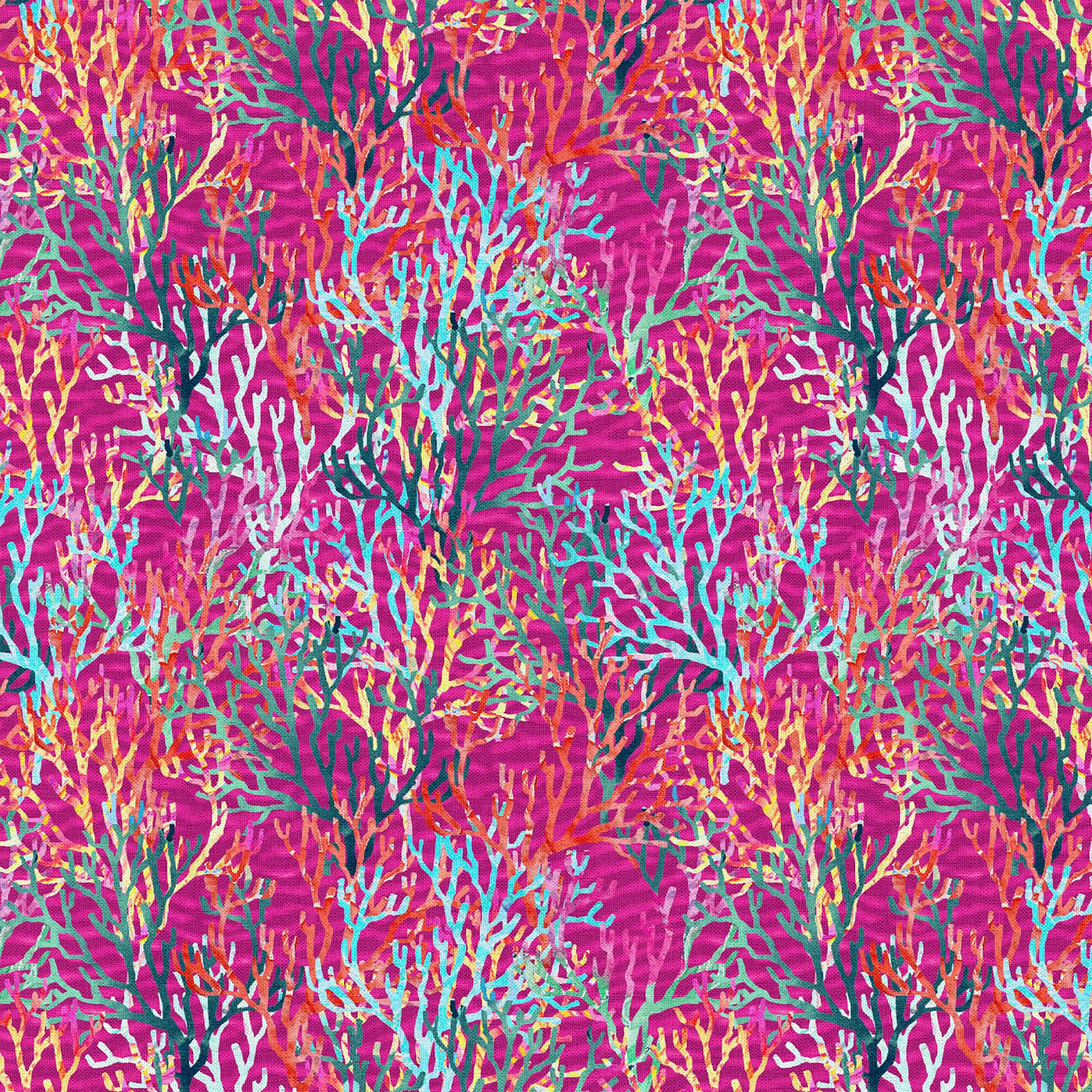 Fabric Editions Pink Deep Sea Coral Cotton Fabric